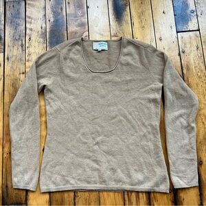 Vintage Gleneagle Knitwear Womens Medium 100% Cashmere Scoop Neck Sweater Beige